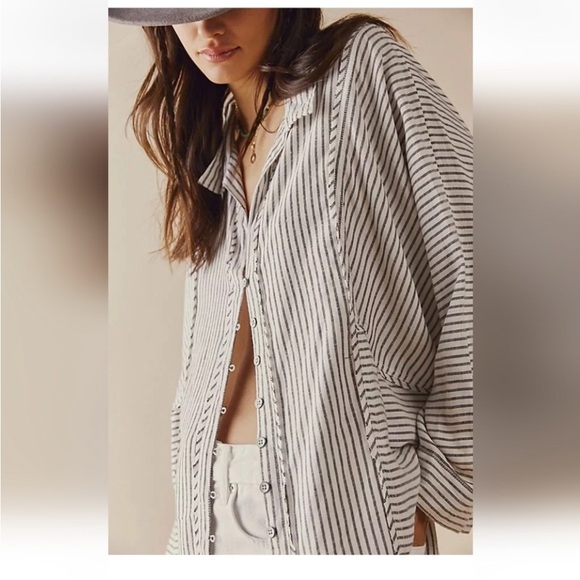 Free People One & Only Stripe Top Small Women's Casual Dolman Sleeves - Picture 3 of 7